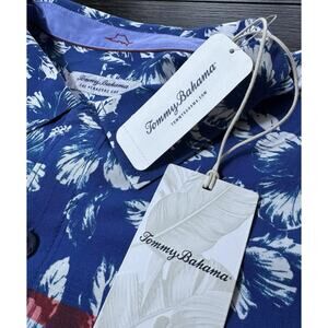 Tommy Bahama Men’s 2XLB Shirt The Veracruz Cay Flora Striped New, Beach Summer
